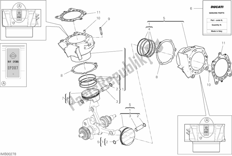 All parts for the Cylinders - Pistons (asso Werke) of the Ducati Diavel 1260 Thailand 2020